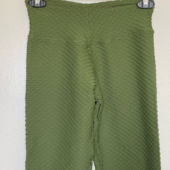 Booty by Brabants Womens Leggings One Size Croco Skin Green Activewear Ankle - Picture 5 of 12